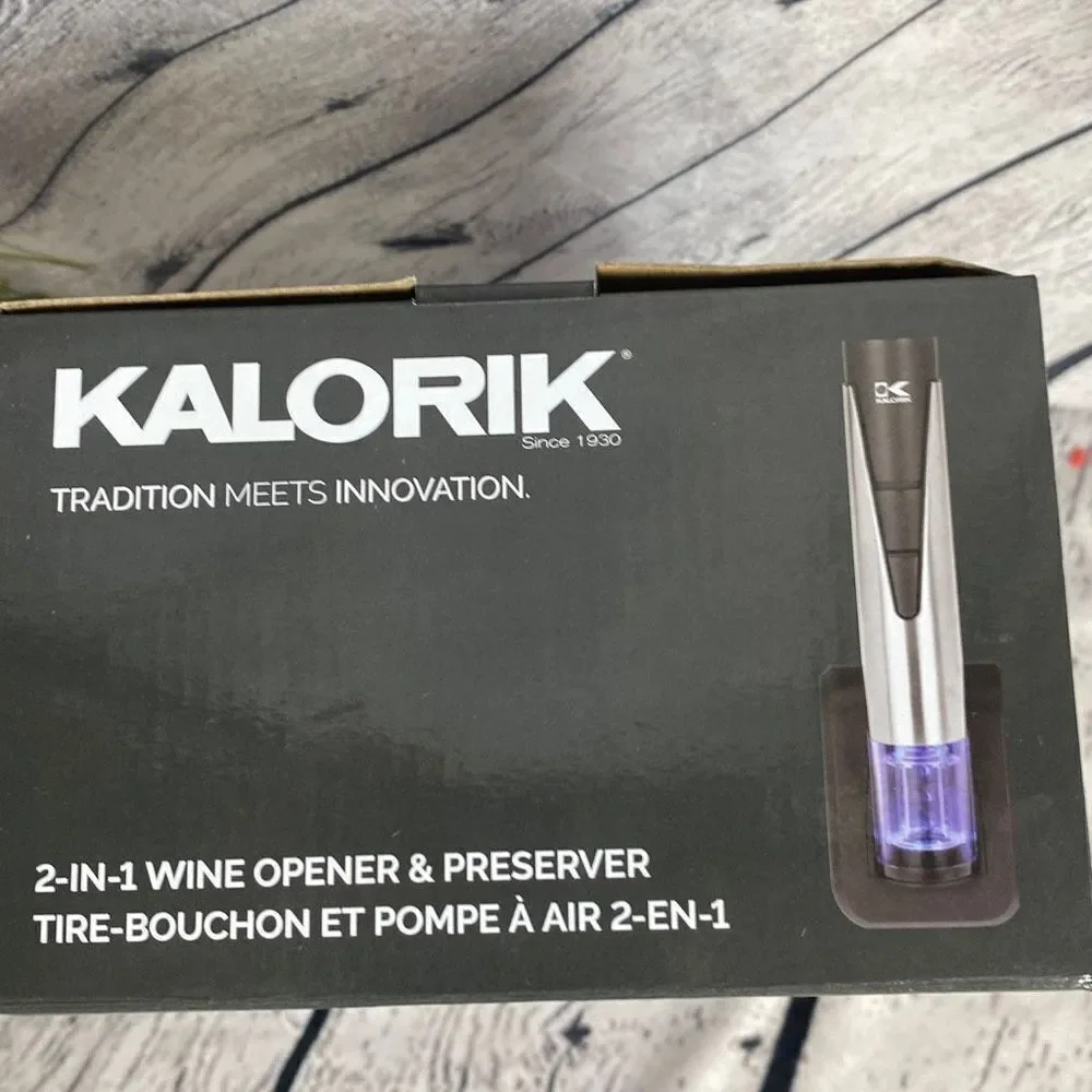 Kalorik 2-in-1 Wine Opener and Preserver - Stainless Steel -‎ New In Box